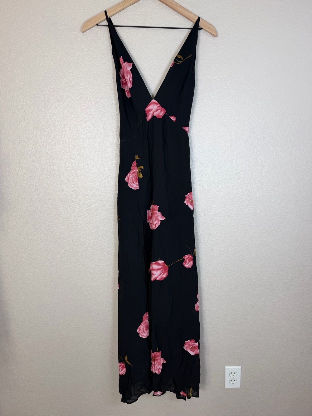 Reformation Renee Black Pink Floral Maxi Dress size XS $218